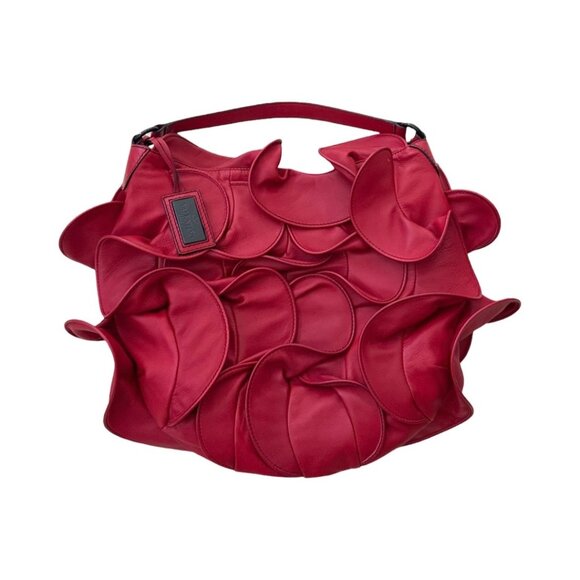 Valentino Garavani red ruffle leather shoulder bag - Picture 1 of 8